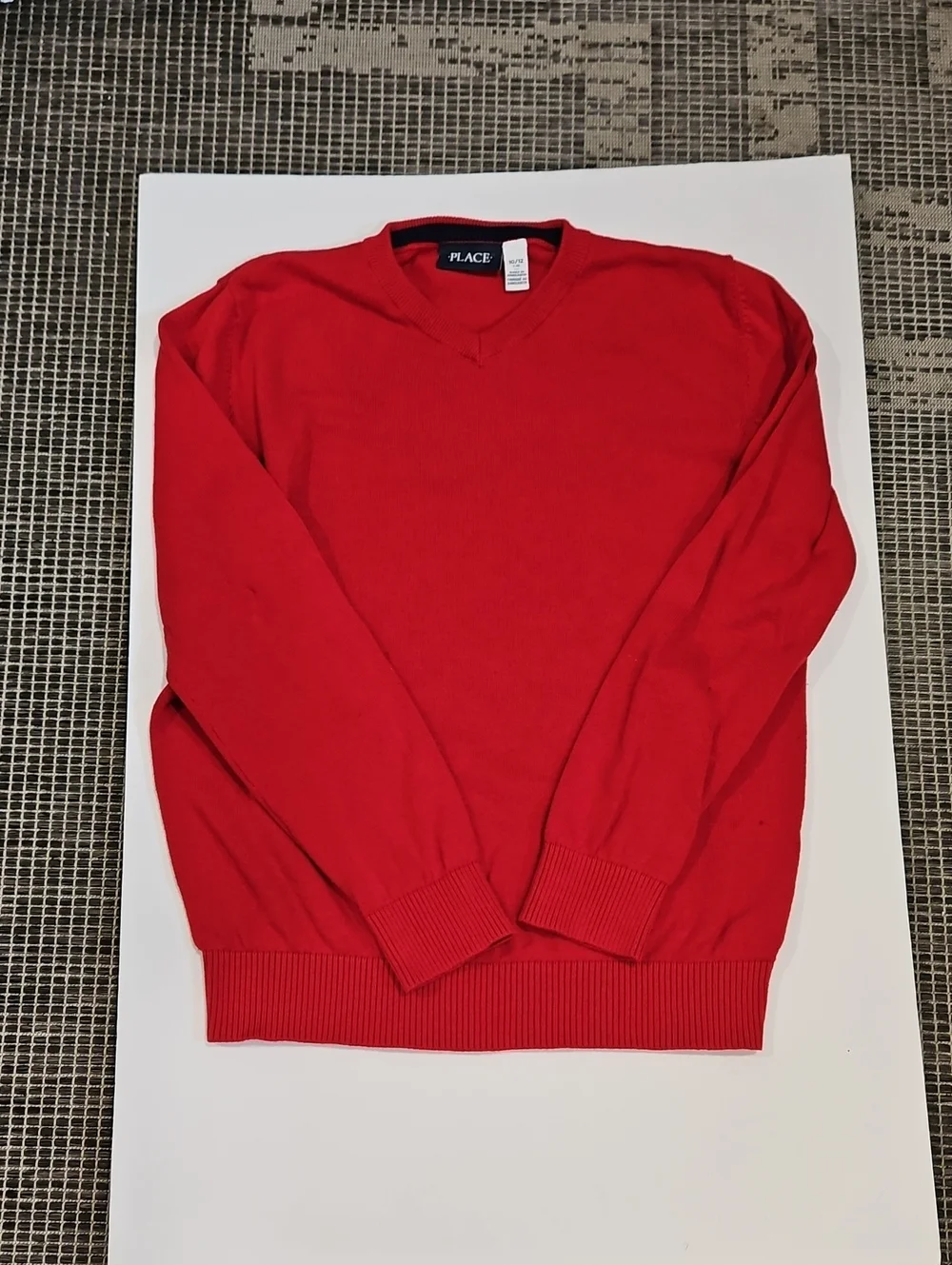 The Children's Place Kids Bright Red V-Neck Sweater. Size L (10/12). 100% Cotton